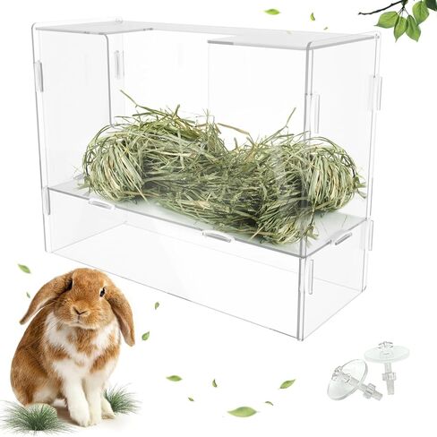 Rabbit Hay Feeder with Lid,Hanging Food Dispenser for Rabbit, Guinea Pig, Bunny, Chinchilla, 106oz Large Capacity 1pack in Saudi Arabia