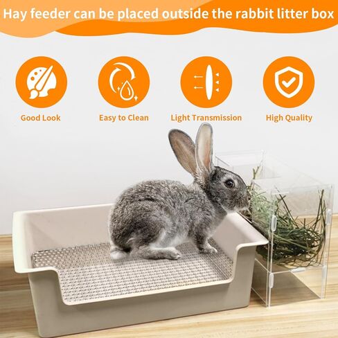 Rabbit Hay Feeder with Lid,Hanging Food Dispenser for Rabbit, Guinea Pig, Bunny, Chinchilla, 106oz Large Capacity 1pack in Saudi Arabia