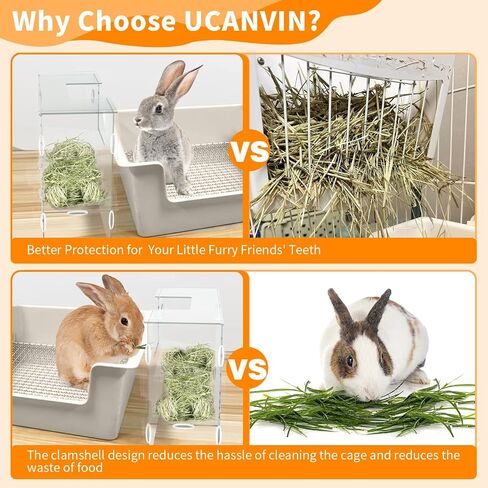 Rabbit Hay Feeder with Lid,Hanging Food Dispenser for Rabbit, Guinea Pig, Bunny, Chinchilla, 106oz Large Capacity 1pack in Saudi Arabia