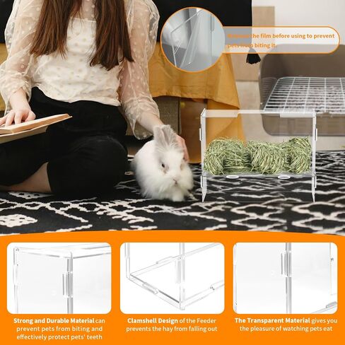 Rabbit Hay Feeder with Lid,Hanging Food Dispenser for Rabbit, Guinea Pig, Bunny, Chinchilla, 106oz Large Capacity 1pack in Saudi Arabia