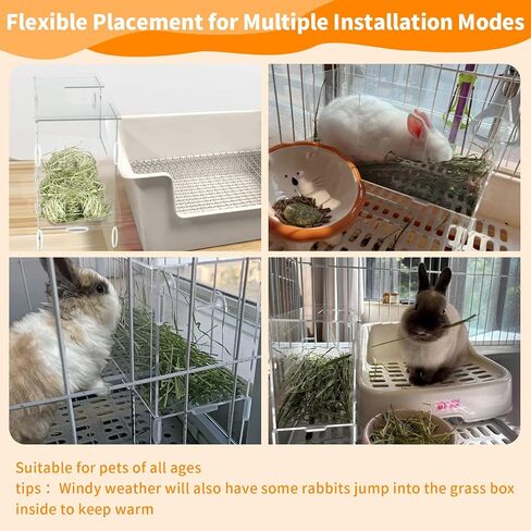 Rabbit Hay Feeder with Lid,Hanging Food Dispenser for Rabbit, Guinea Pig, Bunny, Chinchilla, 106oz Large Capacity 1pack in Saudi Arabia