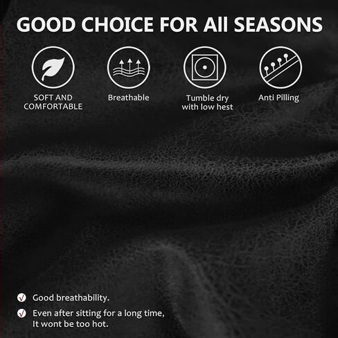 Leather Look T-Cushion Sofa Seat Slipcovers Set, Couch Furniture Protector for Sectional, Armchair, Loveseat - Pets - Stretch Spandex Fabric (2 T-Cushion Loveseat, Dark Grey) in Kuwait