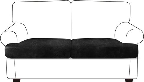 Leather Look T-Cushion Sofa Seat Slipcovers Set, Couch Furniture Protector for Sectional, Armchair, Loveseat - Pets - Stretch Spandex Fabric (2 T-Cushion Loveseat, Dark Grey) in Kuwait