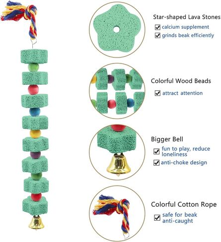 2 Pack Large Chicken Chewing Toy, Chick Beak Grinding Calcium Stone with Bells, Chicken Cage Accessories, Cage Toys for Cockatiel Parakeet Parrot Budgies Rat Hamster Rabbit Bunny African Grey in Saudi Arabia