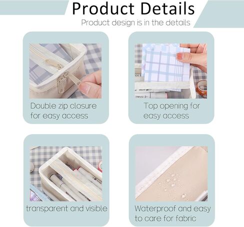 Clear Pencil Pouch, Transparent Pencil Case Organizer, Small Pencil Case Pouch for Pencil Storage (Beige) in Saudi Arabia