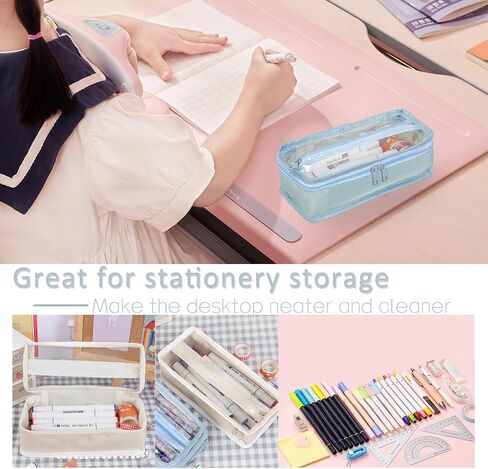Clear Pencil Pouch, Transparent Pencil Case Organizer, Small Pencil Case Pouch for Pencil Storage (Beige) in Saudi Arabia