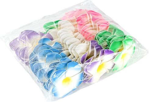 DuHouse 50Pcs 1.6" Foam Hawaiian Frangipani Artificial Plumeria Flowers Hat Hair Clips for Party Beach Vacation Home Wedding Decoration(Mix Colors) in Saudi Arabia