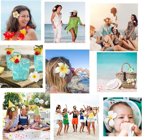 DuHouse 50Pcs 1.6" Foam Hawaiian Frangipani Artificial Plumeria Flowers Hat Hair Clips for Party Beach Vacation Home Wedding Decoration(Mix Colors) in Saudi Arabia
