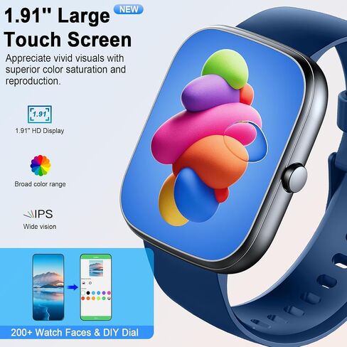 Smart Watch for Men Women (Answer/Make Call), 1.91"HD Smartwatch 2024 Fitness Activity Tracker, 110+ Sports IP68 Waterproof, Heart Rate/Sleep Monitor/Pedometer/Calories, Fitness Watch for Android iOS in Kuwait