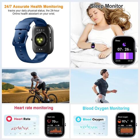 Smart Watch for Men Women (Answer/Make Call), 1.91"HD Smartwatch 2024 Fitness Activity Tracker, 110+ Sports IP68 Waterproof, Heart Rate/Sleep Monitor/Pedometer/Calories, Fitness Watch for Android iOS in Kuwait