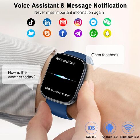 Smart Watch for Men Women (Answer/Make Call), 1.91"HD Smartwatch 2024 Fitness Activity Tracker, 110+ Sports IP68 Waterproof, Heart Rate/Sleep Monitor/Pedometer/Calories, Fitness Watch for Android iOS in Kuwait