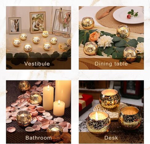 12 قطعة حوامل شموع نذرية ذهبية متنوعة حامل شموع زجاجي زئبقي ذهبي تحف الزفاف للطاولات لوازم حفلات الزفاف in Kuwait