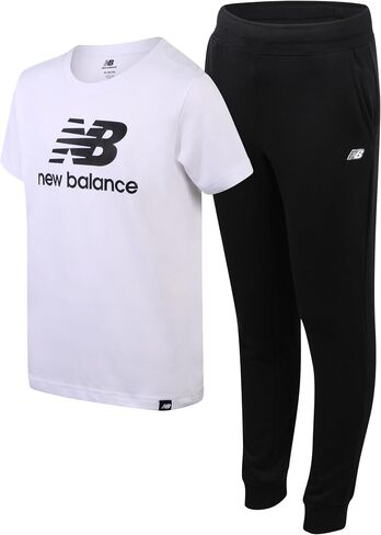 طقم الركض للأولاد من New Balance - تي شيرت جيرسيه برسومات مكونة من قطعتين وسروال الركض من الصوف - طقم ملابس رياضية للأولاد (8-20) in Kuwait