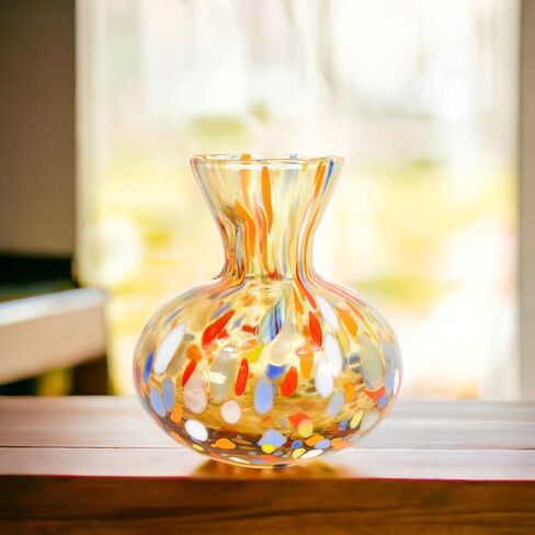 مزهرية زهور صغيرة من زجاج مورانو، 4 بوصات، كهرمان، مزهرية زهور لطيفة مزخرفة لديكور المنزل الحديث، غرفة المعيشة، قطع مركزية لحفلات الزفاف، مطبخ غرفة النوم، صنع في إيطاليا in Kuwait