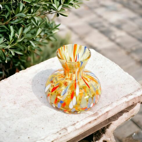 مزهرية زهور صغيرة من زجاج مورانو، 4 بوصات، كهرمان، مزهرية زهور لطيفة مزخرفة لديكور المنزل الحديث، غرفة المعيشة، قطع مركزية لحفلات الزفاف، مطبخ غرفة النوم، صنع في إيطاليا in Kuwait