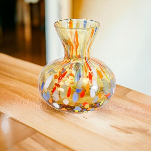 مزهرية زهور صغيرة من زجاج مورانو، 4 بوصات، كهرمان، مزهرية زهور لطيفة مزخرفة لديكور المنزل الحديث، غرفة المعيشة، قطع مركزية لحفلات الزفاف، مطبخ غرفة النوم، صنع في إيطاليا in Kuwait