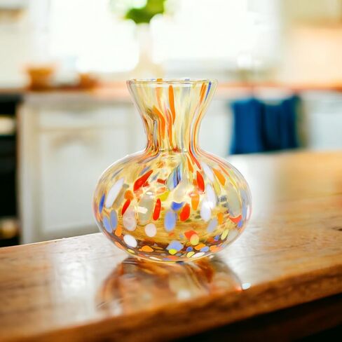 مزهرية زهور صغيرة من زجاج مورانو، 4 بوصات، كهرمان، مزهرية زهور لطيفة مزخرفة لديكور المنزل الحديث، غرفة المعيشة، قطع مركزية لحفلات الزفاف، مطبخ غرفة النوم، صنع في إيطاليا in Kuwait