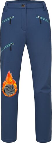 Little Donkey Andy Women's Grid Fleece Lined Hiking Pants Winter, Softshell Snow Ski Pants Outdoor, Water Repellent in Saudi Arabia