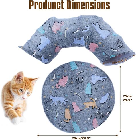Cat Tunnel Bed,Cat Tunnel Bed with Soft Central Cat Couch,Cat Toys for Indoor Cats,Self-Luminous Collapsible Peekaboo Cat Cave,Cat Donut Tunnel and Kitty Toy Set in Saudi Arabia
