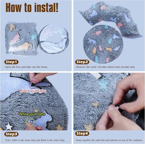 Cat Tunnel Bed,Cat Tunnel Bed with Soft Central Cat Couch,Cat Toys for Indoor Cats,Self-Luminous Collapsible Peekaboo Cat Cave,Cat Donut Tunnel and Kitty Toy Set in Saudi Arabia