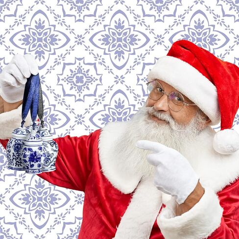 عيد الميلاد Chinoiserie الخزف زخرفة Chinoiserie الخزف عيد الميلاد خمر الزينة البسيطة الزنجبيل جرة الحلي Chinoiserie ديكور عيد الميلاد قلادة معلقة للشجرة (نمط أنيق، 16 جهاز كمبيوتر شخصى) in Kuwait