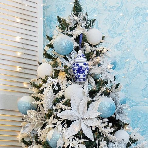 عيد الميلاد Chinoiserie الخزف زخرفة Chinoiserie الخزف عيد الميلاد خمر الزينة البسيطة الزنجبيل جرة الحلي Chinoiserie ديكور عيد الميلاد قلادة معلقة للشجرة (نمط أنيق، 16 جهاز كمبيوتر شخصى) in Kuwait