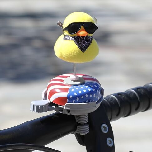 Bobbleheads Yellow Duck Bike Bell Spring Loaded Yellow Duck Bicycle Bell Bike Bells for Kids Bike Accessories a bicycle bell with 3 little yellow ducks in Saudi Arabia