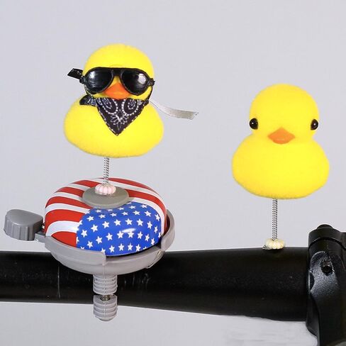 Bobbleheads Yellow Duck Bike Bell Spring Loaded Yellow Duck Bicycle Bell Bike Bells for Kids Bike Accessories a bicycle bell with 3 little yellow ducks in Saudi Arabia