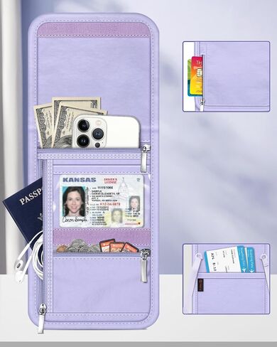 Fintie Travel Neck Pouch Passport Holder, Holds 5 Passports, RFID Blocking Adjustable Neck Strap Neck Wallet for Women Men, Multi-Pockets Skin-Friendly Travel Wallet, Iris Purple in Saudi Arabia