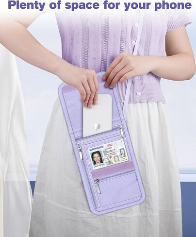 Fintie Travel Neck Pouch Passport Holder, Holds 5 Passports, RFID Blocking Adjustable Neck Strap Neck Wallet for Women Men, Multi-Pockets Skin-Friendly Travel Wallet, Iris Purple in Saudi Arabia