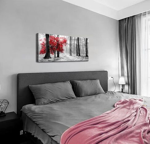 ARTSPIRIT Wall Art Decor Black and White Red Forest Canvas Wall Art for Living Room Bedroom Office Kitchen Home Decorations Modern Landscape Trees Nature Art Framed Ready to Hang in Saudi Arabia