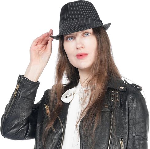 Fedora Pinstripe Hats for Men Women Unisex Classic Black Gentleman's Hats in Saudi Arabia