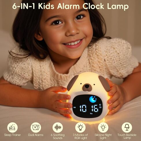 Vivilumens Alarm Clock for Kids Toddlers, Cute Touch Night Light with 6 White Noise Sound Machine, Ok to Wake Clock for Kids with Child Lock, Sleep Training Clock for Kids Learning to Tell Time in Saudi Arabia