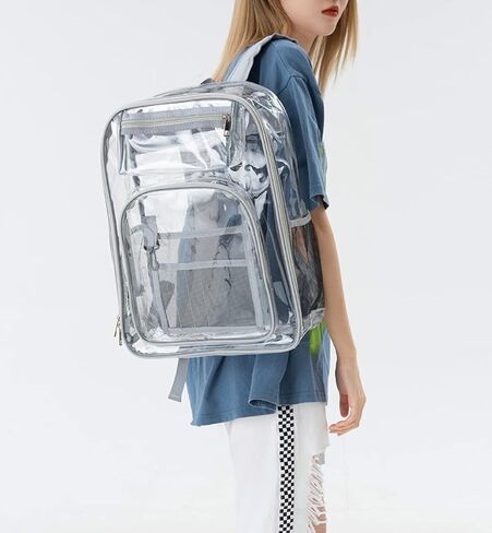 Clear Backpack, Heavy Duty PVC See Through Transparent Bag Boys Girls Bookbags for Travel School College Work in Saudi Arabia