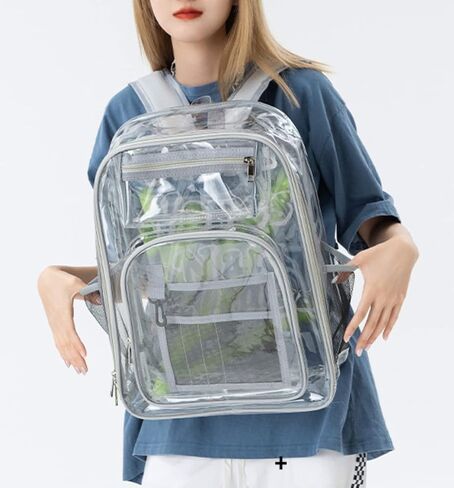 Clear Backpack, Heavy Duty PVC See Through Transparent Bag Boys Girls Bookbags for Travel School College Work in Saudi Arabia