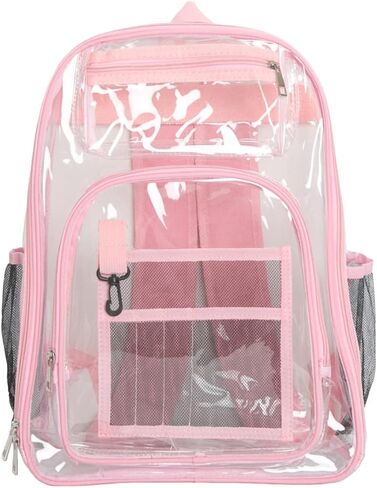 Clear Backpack, Heavy Duty PVC See Through Transparent Bag Boys Girls Bookbags for Travel School College Work in Saudi Arabia