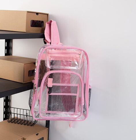 Clear Backpack, Heavy Duty PVC See Through Transparent Bag Boys Girls Bookbags for Travel School College Work in Saudi Arabia