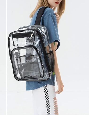 Clear Backpack, Heavy Duty PVC See Through Transparent Bag Boys Girls Bookbags for Travel School College Work in Saudi Arabia