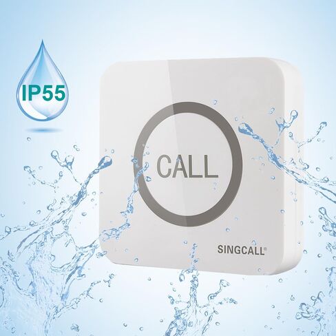 SINGCALL Restaurant Pager System, Pagers for Restaurants, 8 Waterproof Pagers + 1 Number Display Receiver, Integrating up to 31 Ringtones, 2-Language Broadcast in Saudi Arabia