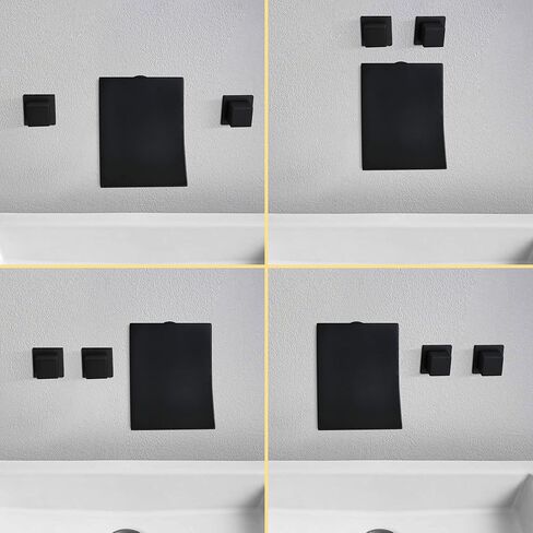 Wall Mount Bathroom Faucet Waterfall Bathroom Sink Faucet with 2 Handles, Widespread 3 Holes Wall Mounted Faucet for Vanity Vessel, Matte Black in Kuwait