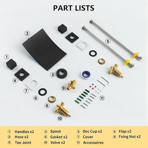 Wall Mount Bathroom Faucet Waterfall Bathroom Sink Faucet with 2 Handles, Widespread 3 Holes Wall Mounted Faucet for Vanity Vessel, Matte Black in Kuwait