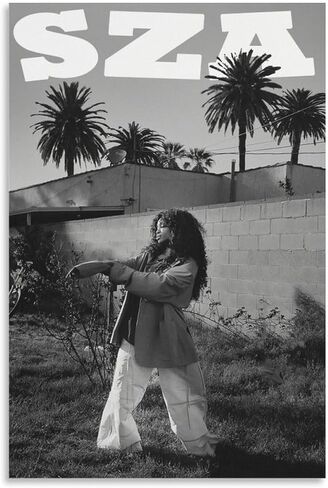 ملصق SkVLf Sza ملصق عتيق باللونين الأبيض والأسود لوحة زخرفية من القماش وملصقات جدارية وصورة فنية مطبوعة على ملصقات ديكور غرفة النوم العائلية الحديثة 12 × 18 بوصة (30 × 45 سم) in Kuwait