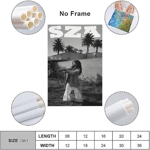 ملصق SkVLf Sza ملصق عتيق باللونين الأبيض والأسود لوحة زخرفية من القماش وملصقات جدارية وصورة فنية مطبوعة على ملصقات ديكور غرفة النوم العائلية الحديثة 12 × 18 بوصة (30 × 45 سم) in Kuwait