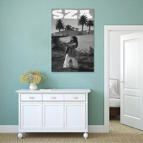 ملصق SkVLf Sza ملصق عتيق باللونين الأبيض والأسود لوحة زخرفية من القماش وملصقات جدارية وصورة فنية مطبوعة على ملصقات ديكور غرفة النوم العائلية الحديثة 12 × 18 بوصة (30 × 45 سم) in Kuwait