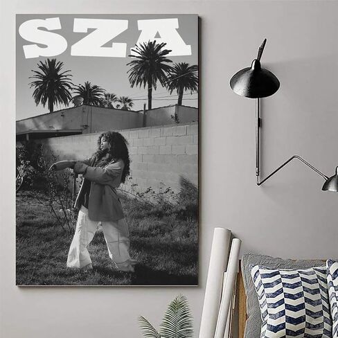 ملصق SkVLf Sza ملصق عتيق باللونين الأبيض والأسود لوحة زخرفية من القماش وملصقات جدارية وصورة فنية مطبوعة على ملصقات ديكور غرفة النوم العائلية الحديثة 12 × 18 بوصة (30 × 45 سم) in Kuwait