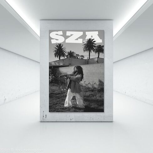 ملصق SkVLf Sza ملصق عتيق باللونين الأبيض والأسود لوحة زخرفية من القماش وملصقات جدارية وصورة فنية مطبوعة على ملصقات ديكور غرفة النوم العائلية الحديثة 12 × 18 بوصة (30 × 45 سم) in Kuwait