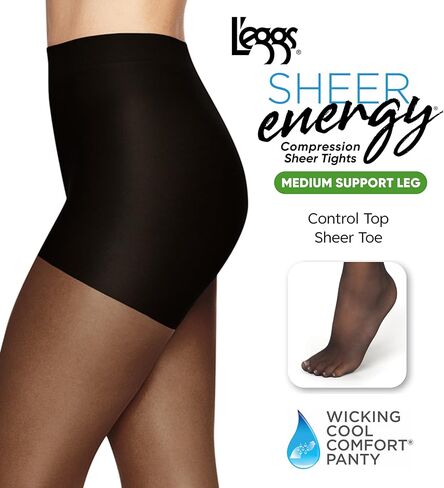 جوارب طويلة نسائية من L'eggs Energy 3-Pack Control علوية شفافة لأصابع القدم مقاومة للجري in Kuwait