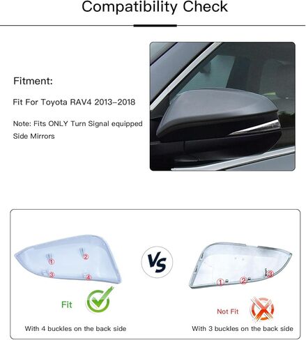 غطاء غطاء مرآة الجانب الأيمن للراكب متوافق مع تويوتا راف 4 2013-2018 أبيض لؤلؤي in Kuwait