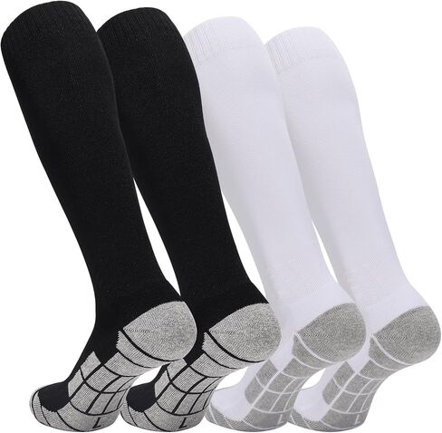 Ultrafun 4 Pairs Soccer Socks Cushioned Knee High Team Sports Football Socks for Men Youth Kids in Kuwait