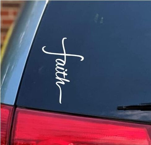 Faith Cross Decal Vinyl White Sticker for Cars | Trucks Vans SUVs Walls Windows Glass Laptops Notebooks MacBook 6''H x 3''W WALES - 116, Clear,white in Saudi Arabia